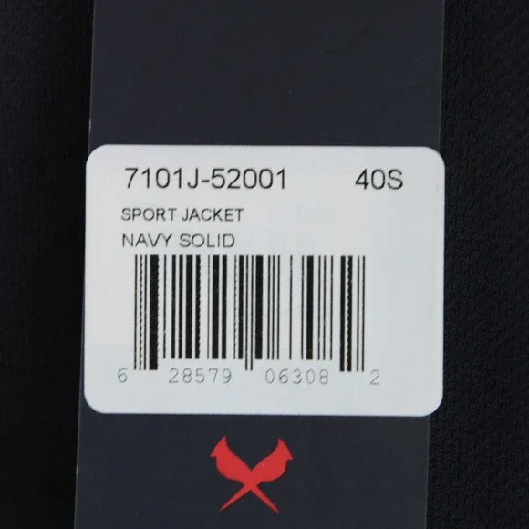 Cardinal of Canada NWT 100% Wool Sport Coat Size 40S US In Solid Navy Blue
